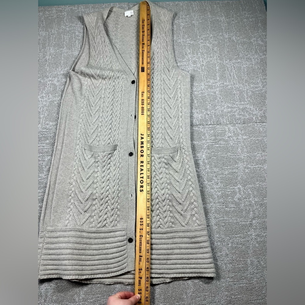 TSE 100% Cashmere Sleeveless Button Down Cardigan Duster Knit Womens Size Large - Picture 6 of 8